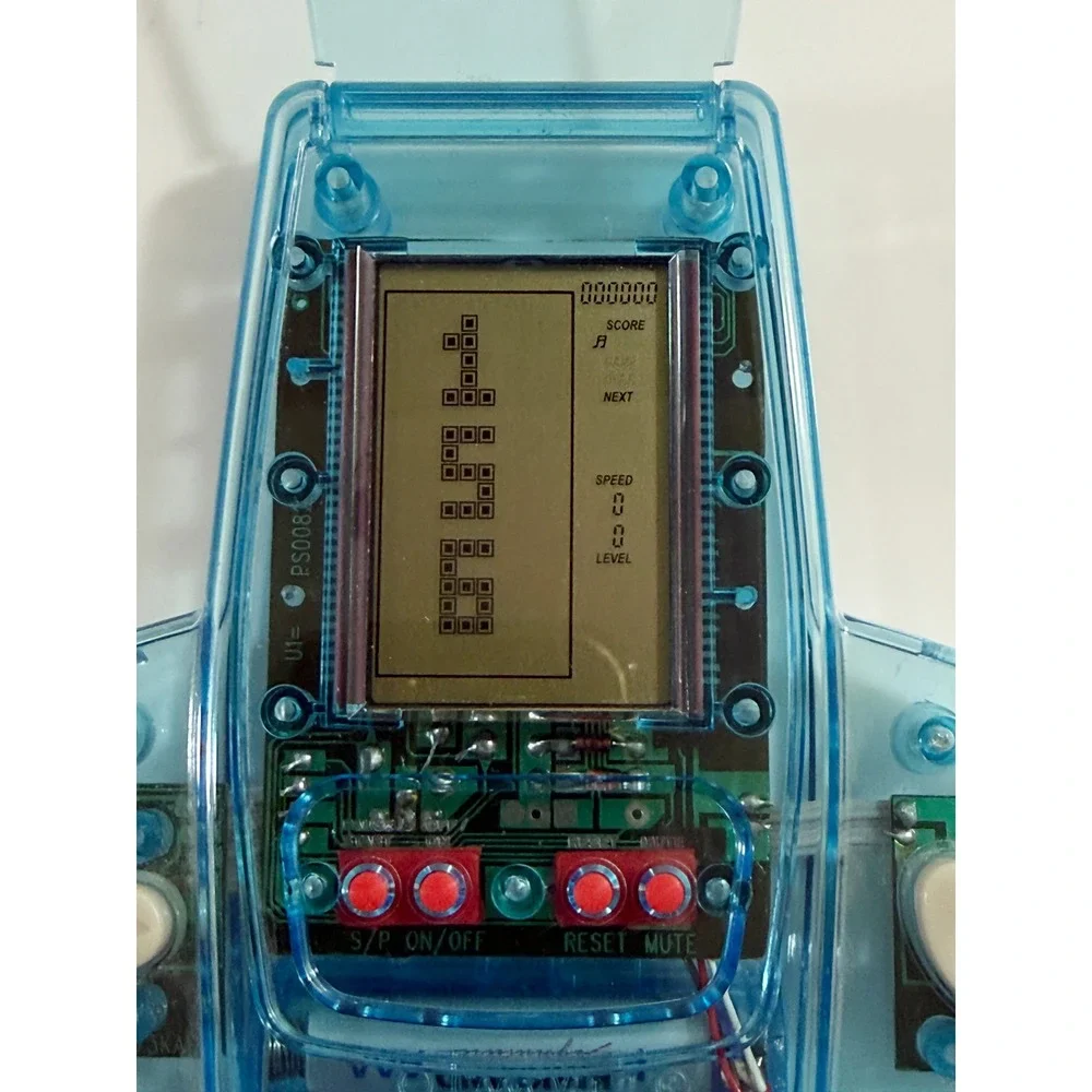 Pocket Game Player Handheld Console Kids OS Blue Transparent Brick Game Retro